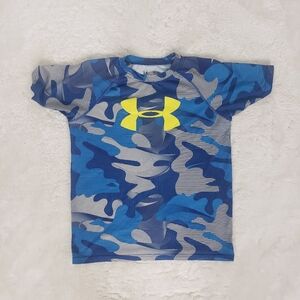 Under Armour Boy's Blue Loose Fit Short Sleeve Athletic Sport T Shirt Large